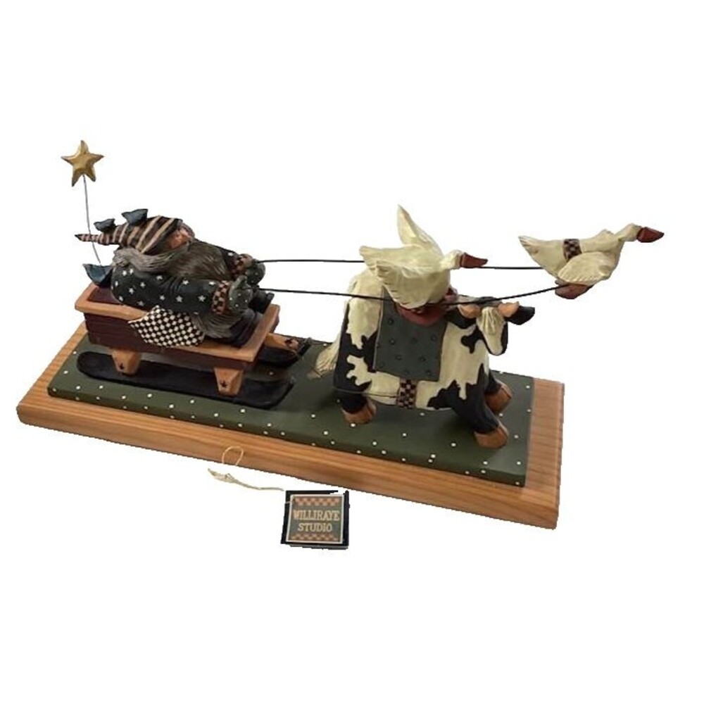 Williraye Studio Santa Sled Pulled Cow Geese Coyne Christmas Decor Box 1998 Vtg